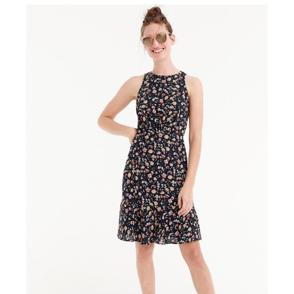 J Crew Mercantile Dress Women's Size 4 XS Print Blue Floral Sleeveless librarian